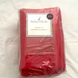 NAUTICA VINTAGE Pemberly Floral RED KING BEDSKIRT